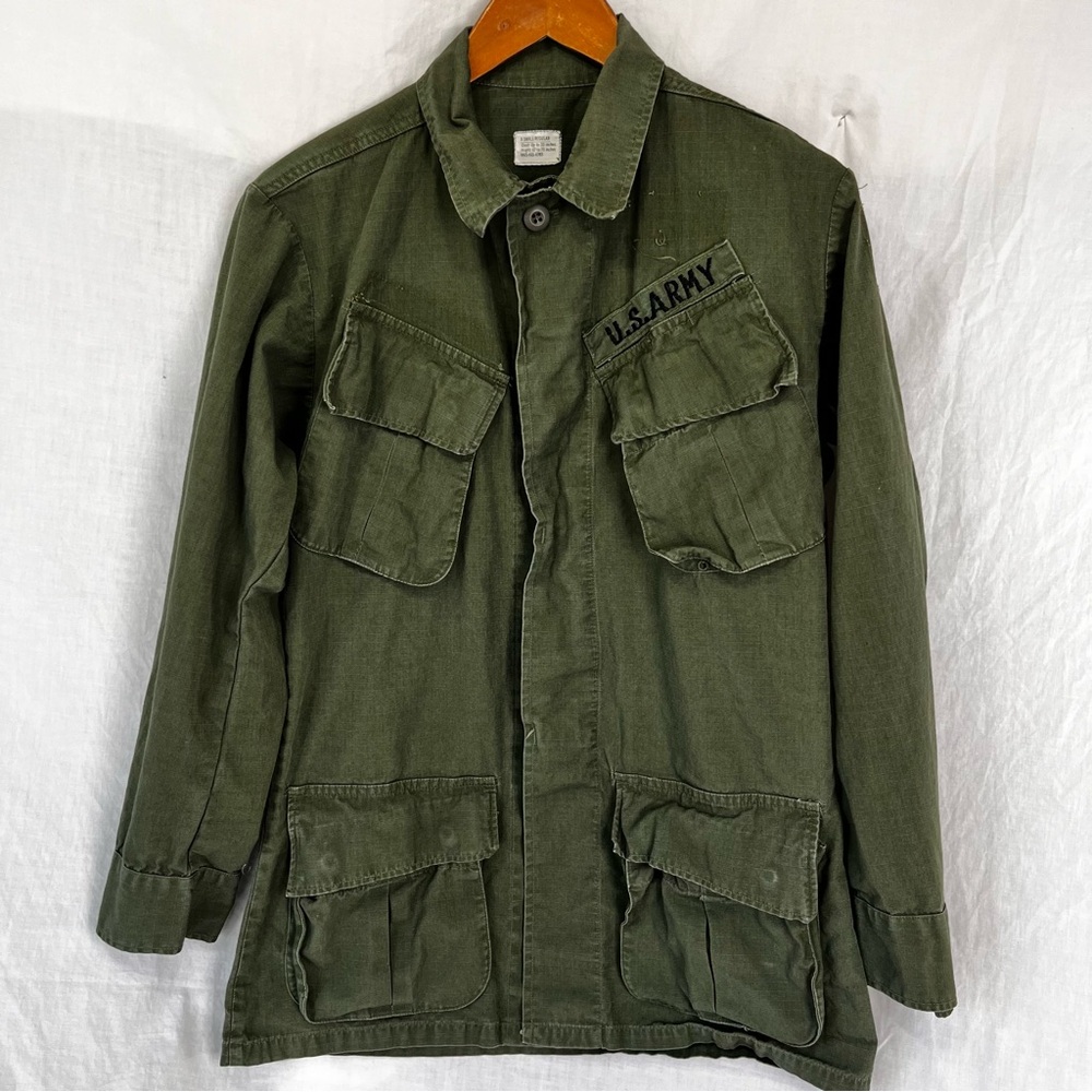 US Military Army 60s Cotton Poplin OG-107 Tropical Combat Coat Slant Pockets XS